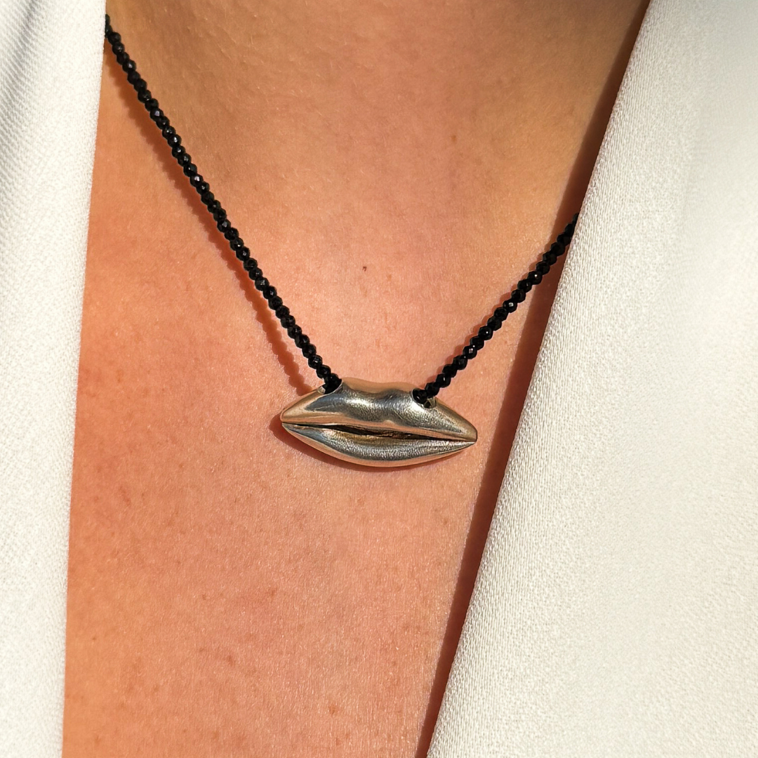 Silver Lips on Natural Facet Stones