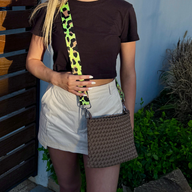 Copper Dessert Brown Wristlet with Lumo Green Strap