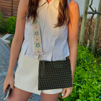 Dark Jungle Green Wristlet with Daisy Strap