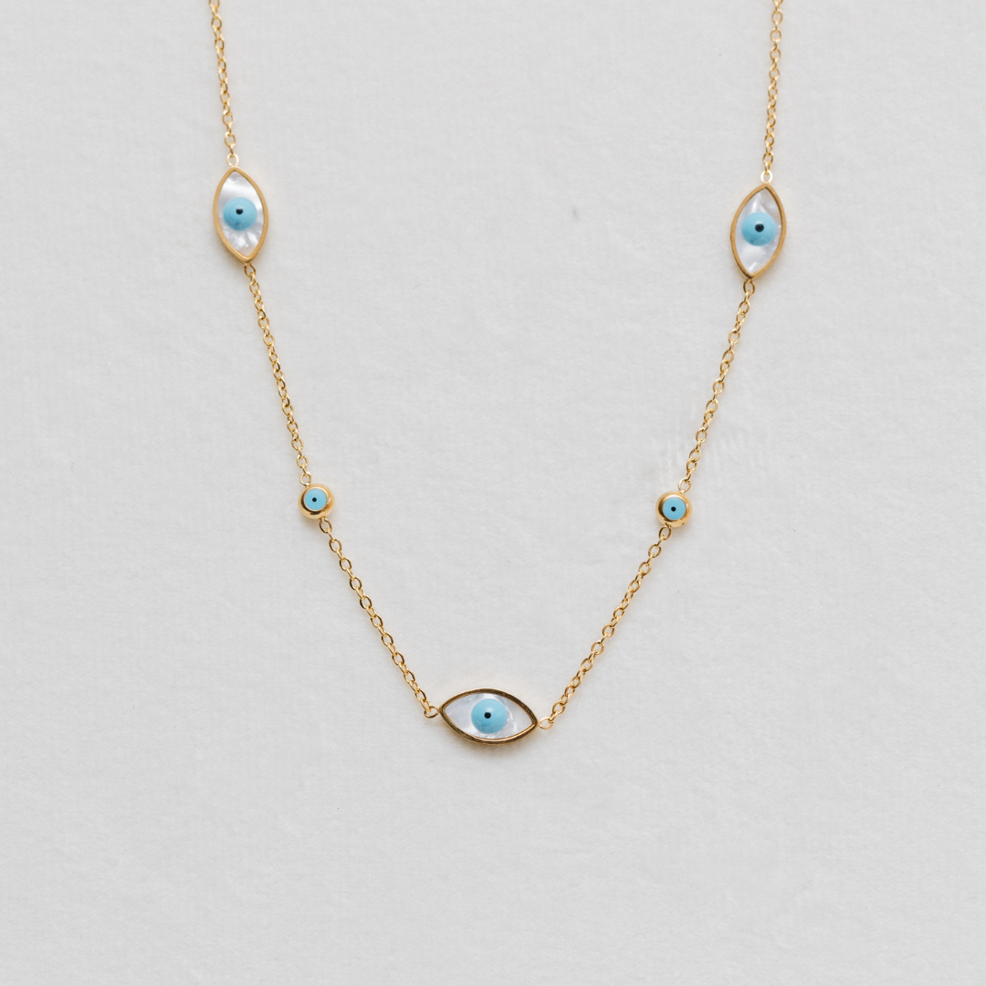Evil Eyes on Yellow Gold Chain