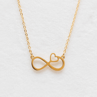 Infinity with Small Heart on Yellow Gold Chain