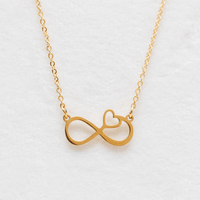 Infinity with Small Heart on Yellow Gold Chain