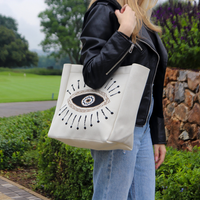 White Bag with Brown Evil Eye