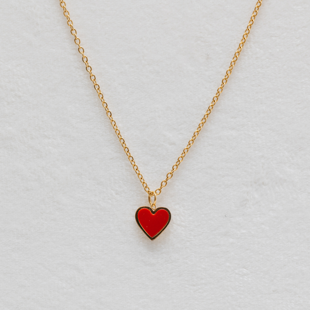 Red Heart on Yellow Gold Chain