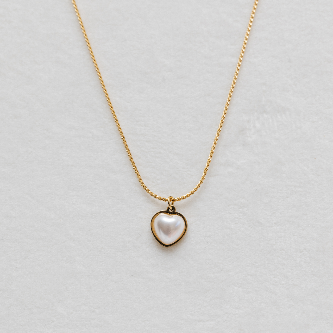 Pearl Heart on Yellow Gold Chain