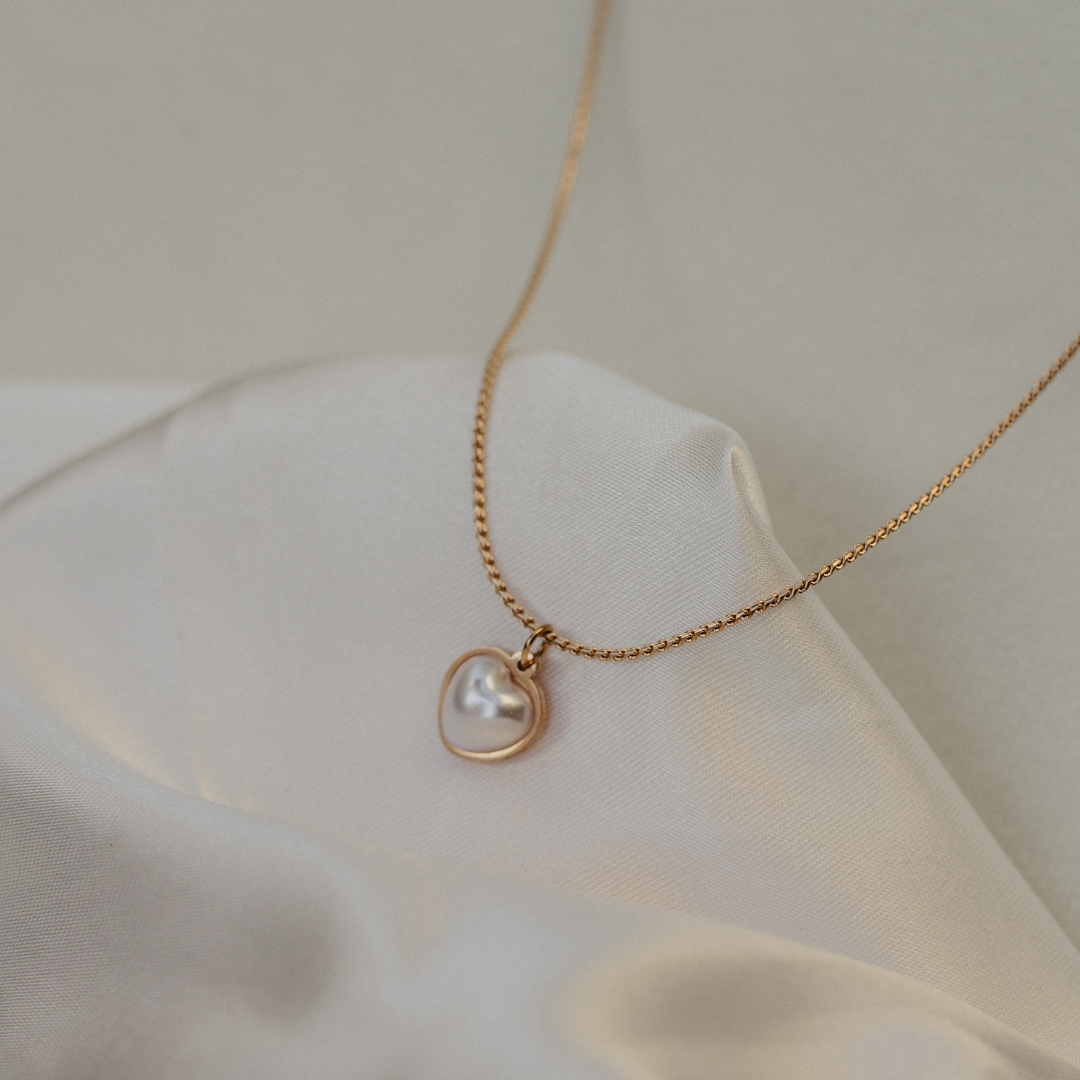 Pearl Heart on Yellow Gold Chain