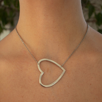 Jumbo Hollow Heart on Silver Chain