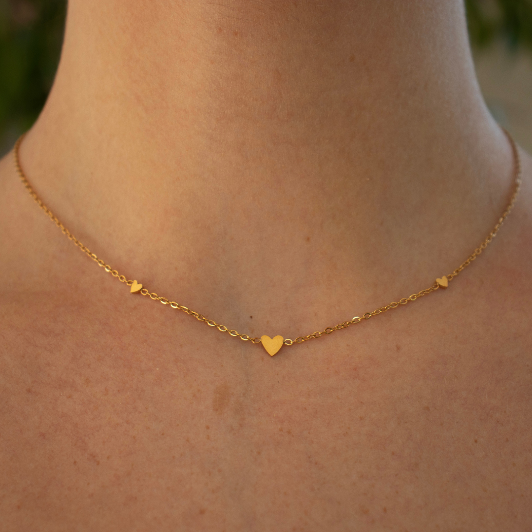 Mini Hearts on Yellow Gold Chain