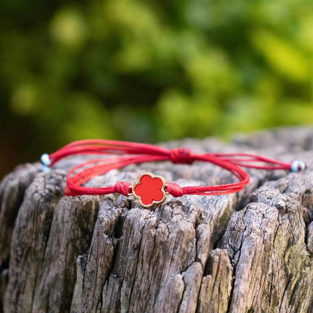 Red Clover Charm on Red Plain Cord