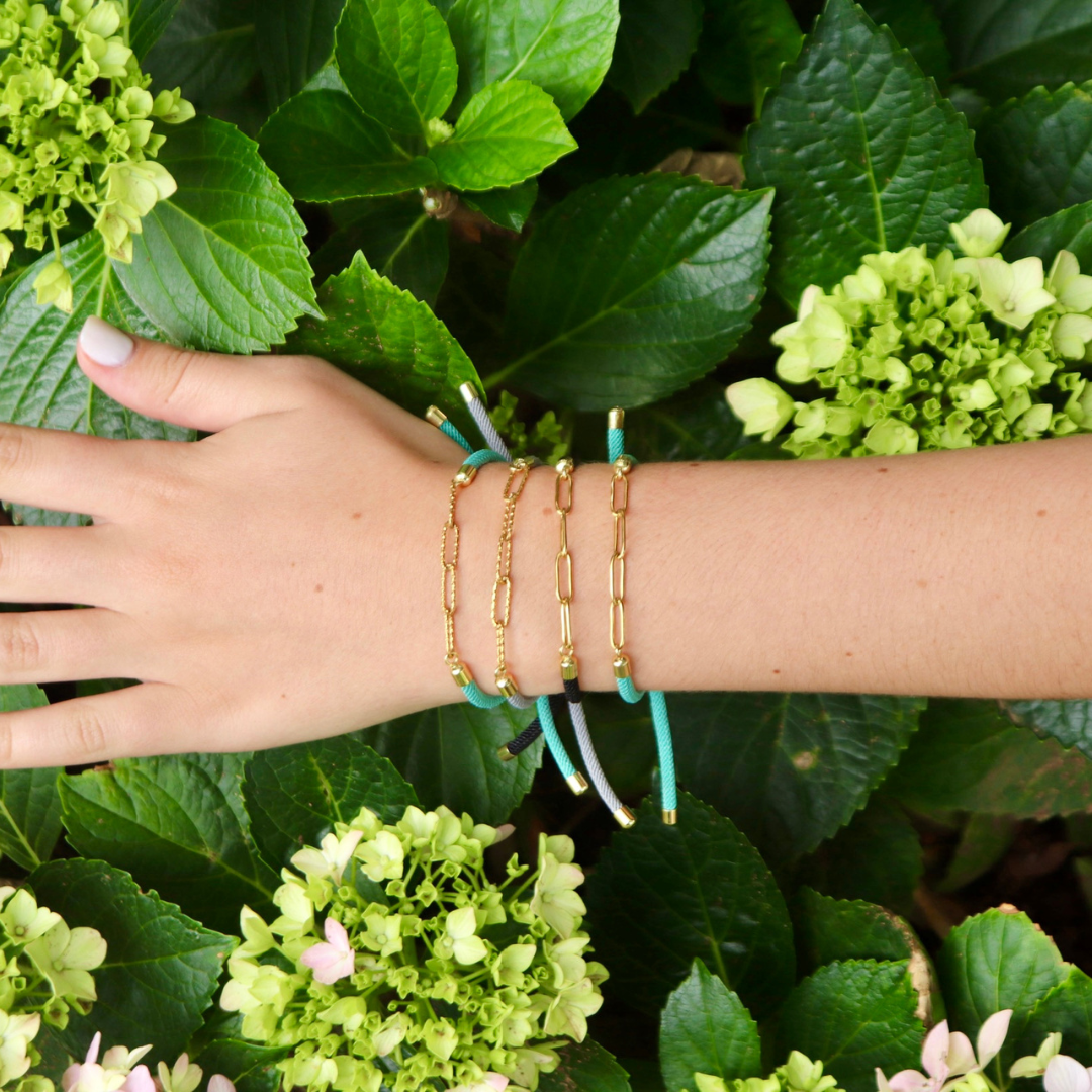Paperclip Chain on Rope Bracelet