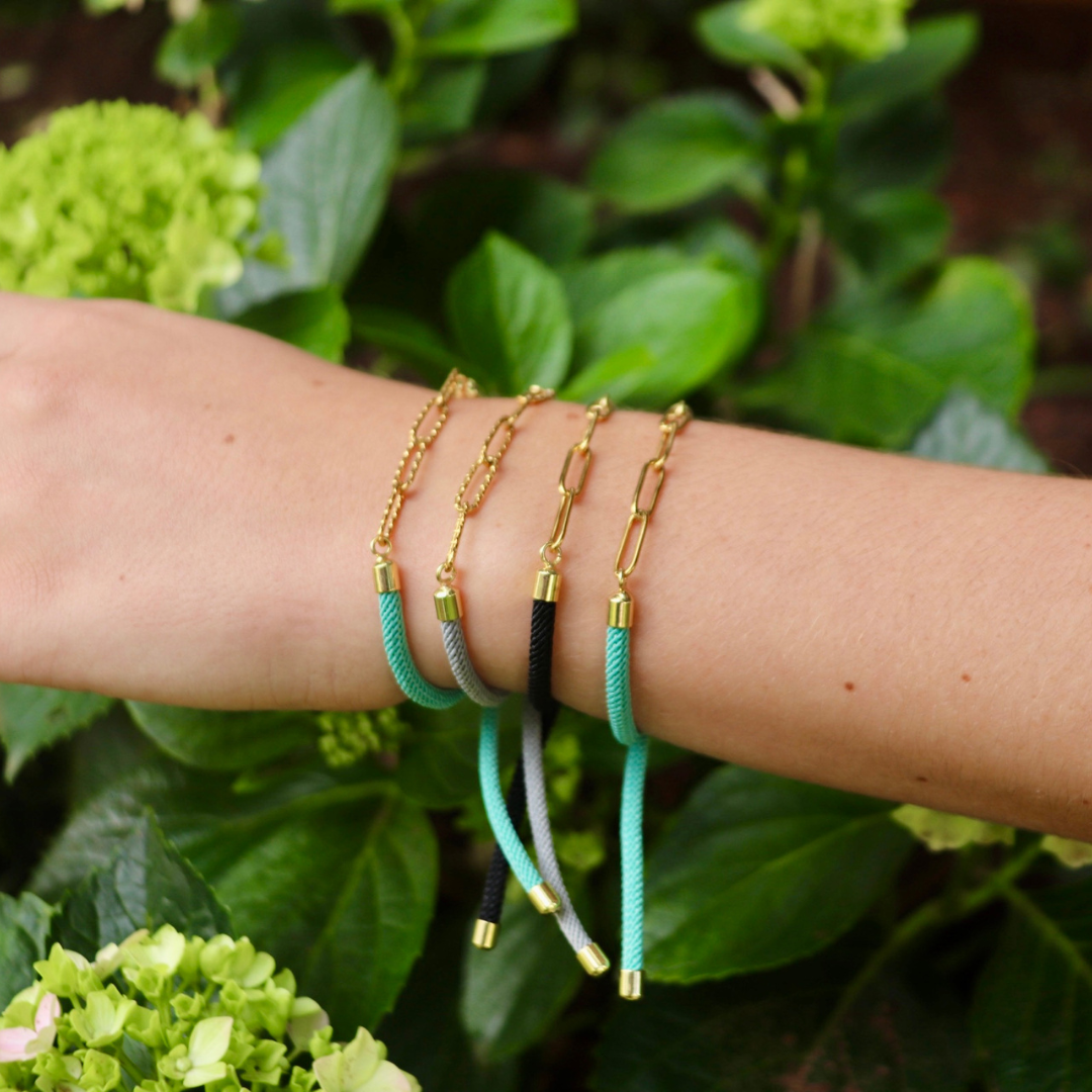 Paperclip Chain on Rope Bracelet