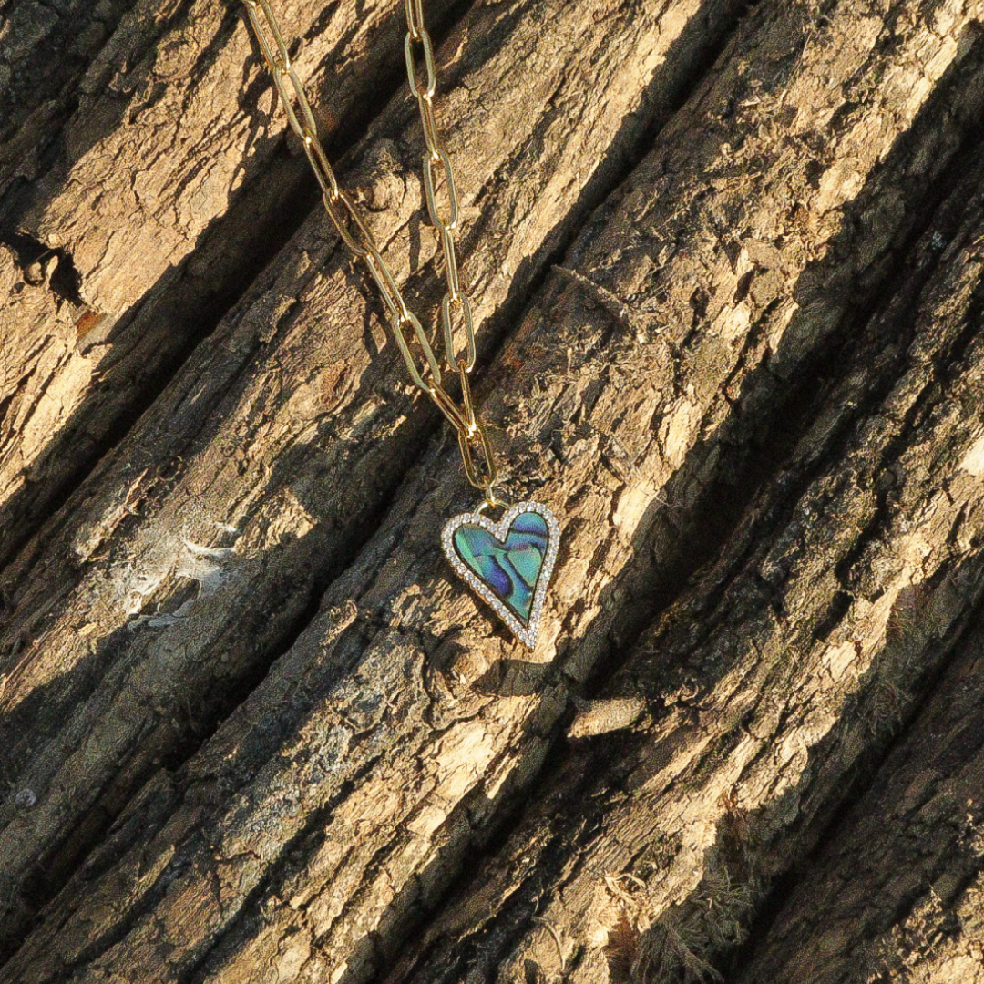 Heart Shaped Pendant on Paperclip Chain