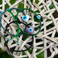 Glass Evil Eye on Box Knot and Pebbled Cord