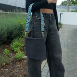 Blue Strap with Dark Grey Handmade Bag