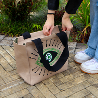 Beige Bag with Green Evil Eye