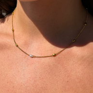 Mini Pearl and Yellow Gold Beaded Chain