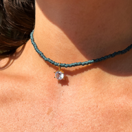 Rhinestone on Teal Pebbled Cord