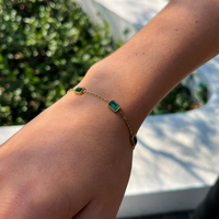 Emerald Green Baguette Crystal Bracelet