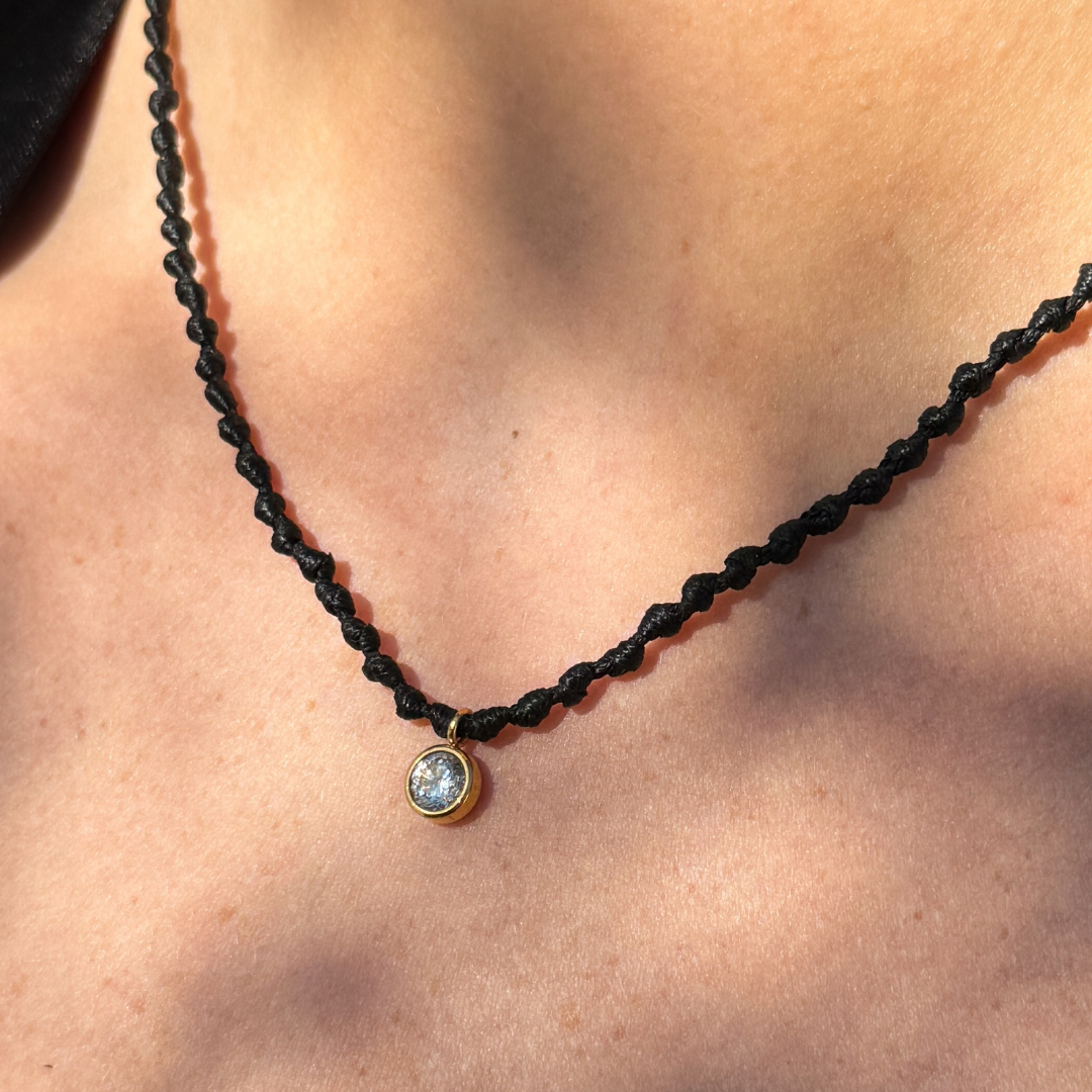 Rhinestone on Black Intermittent Cord