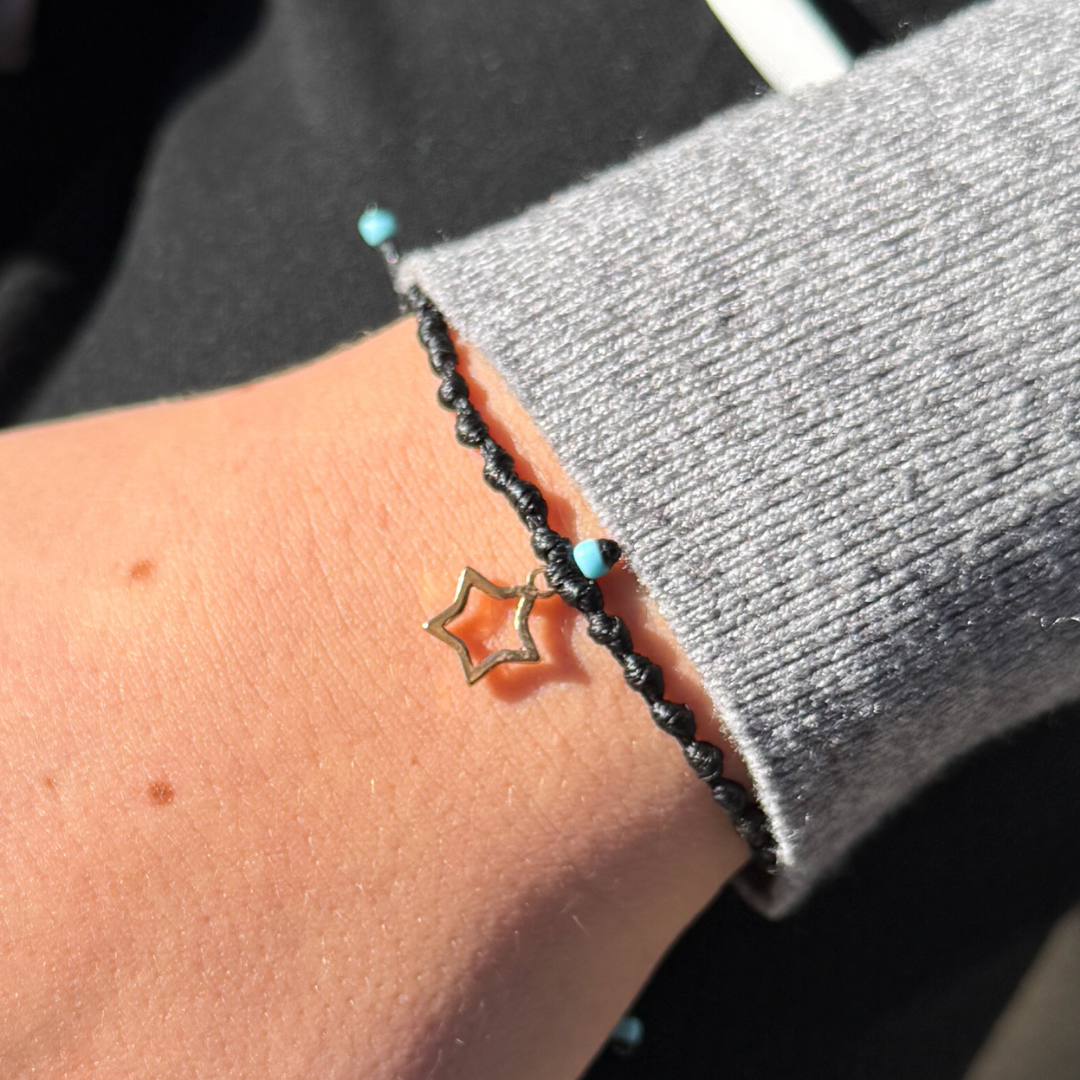Hollow Star on Black Intermittent Cord
