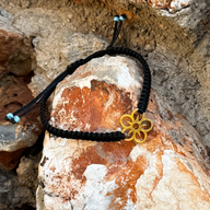 Floral Cutout on Black Box Knot Cord