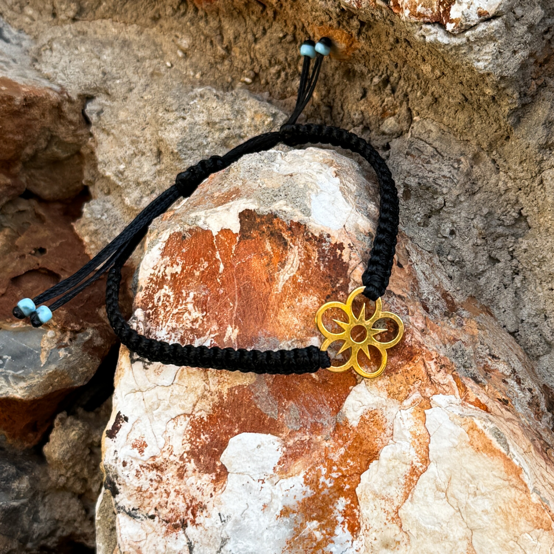 Floral Cutout on Black Box Knot Cord