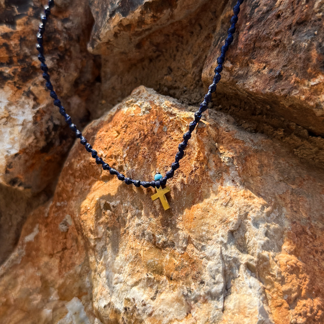 Faith Charm on Navy Intermittent Cord