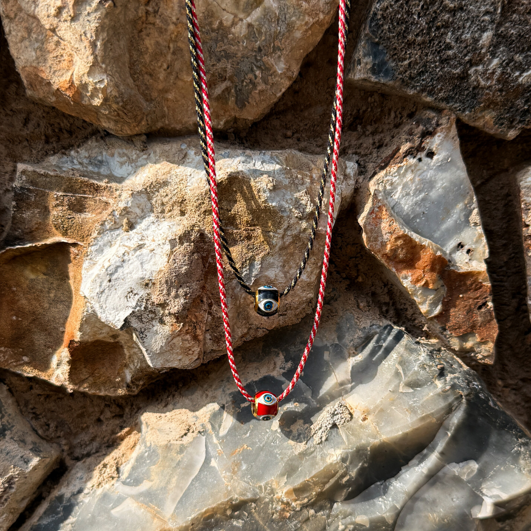 Evil Eye Barrels on Lucky Cord