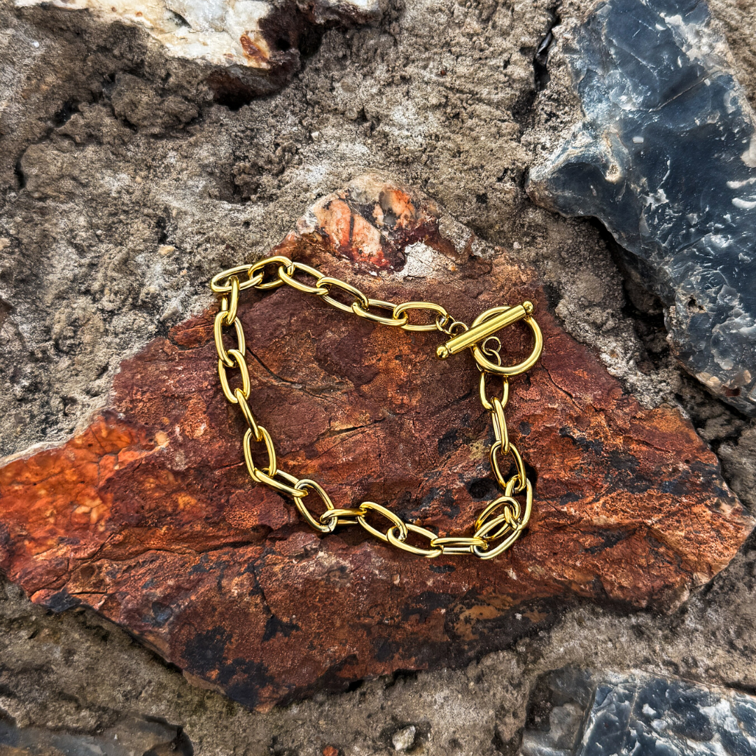 Chunky Link Yellow Gold Bracelet