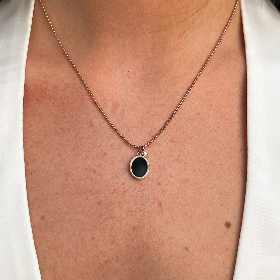 Eclipse Pendant with Diamanté on Rose Gold Chain