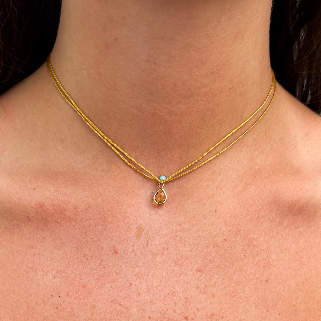 Golden Teardrop on Yellow Plain Cord