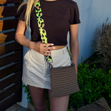 Copper Dessert Brown Wristlet with Lumo Green Strap