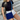 Navy Wristlet with Blue Leopard Print Strap