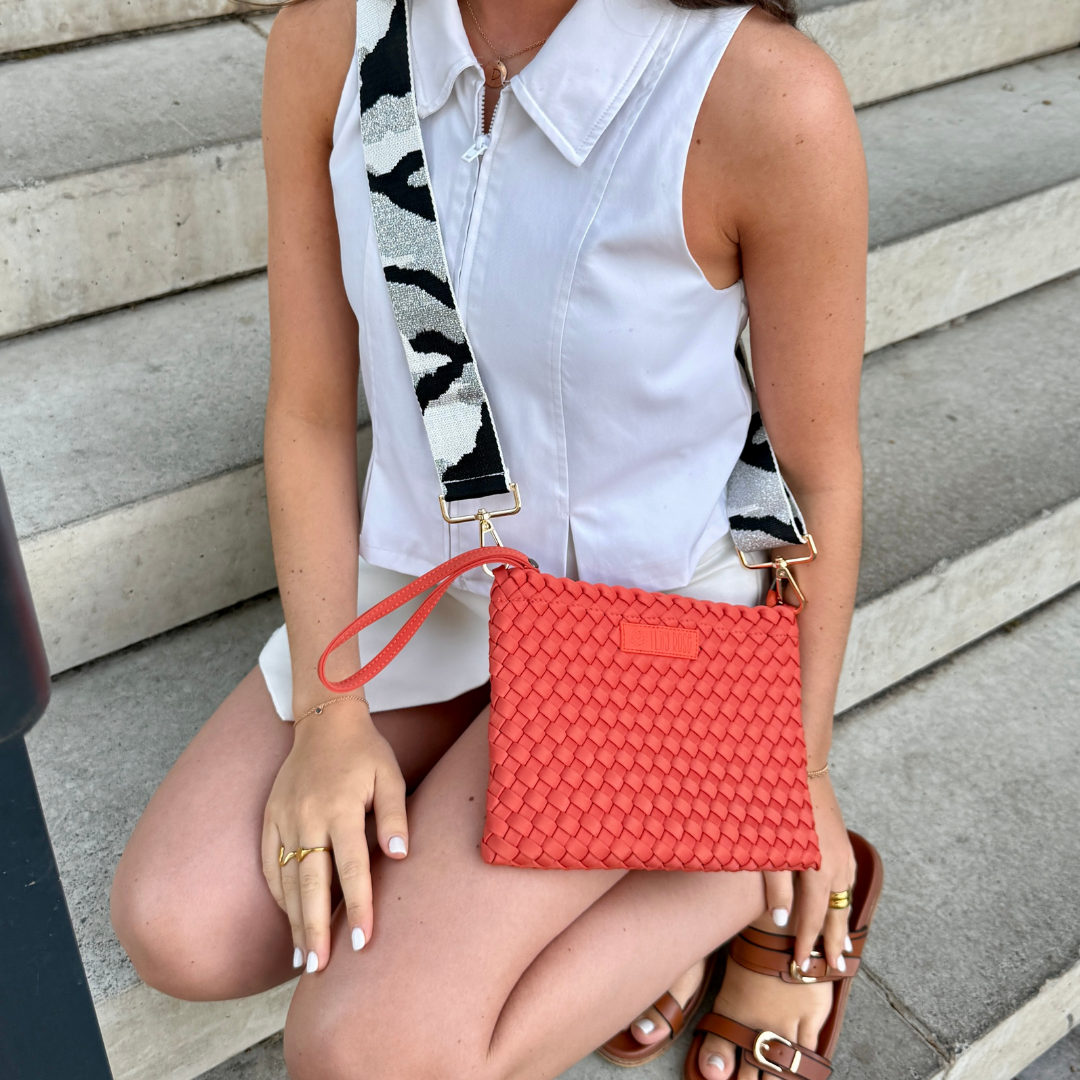 Burnt Orange Wristlet with Wild Stripe Strap