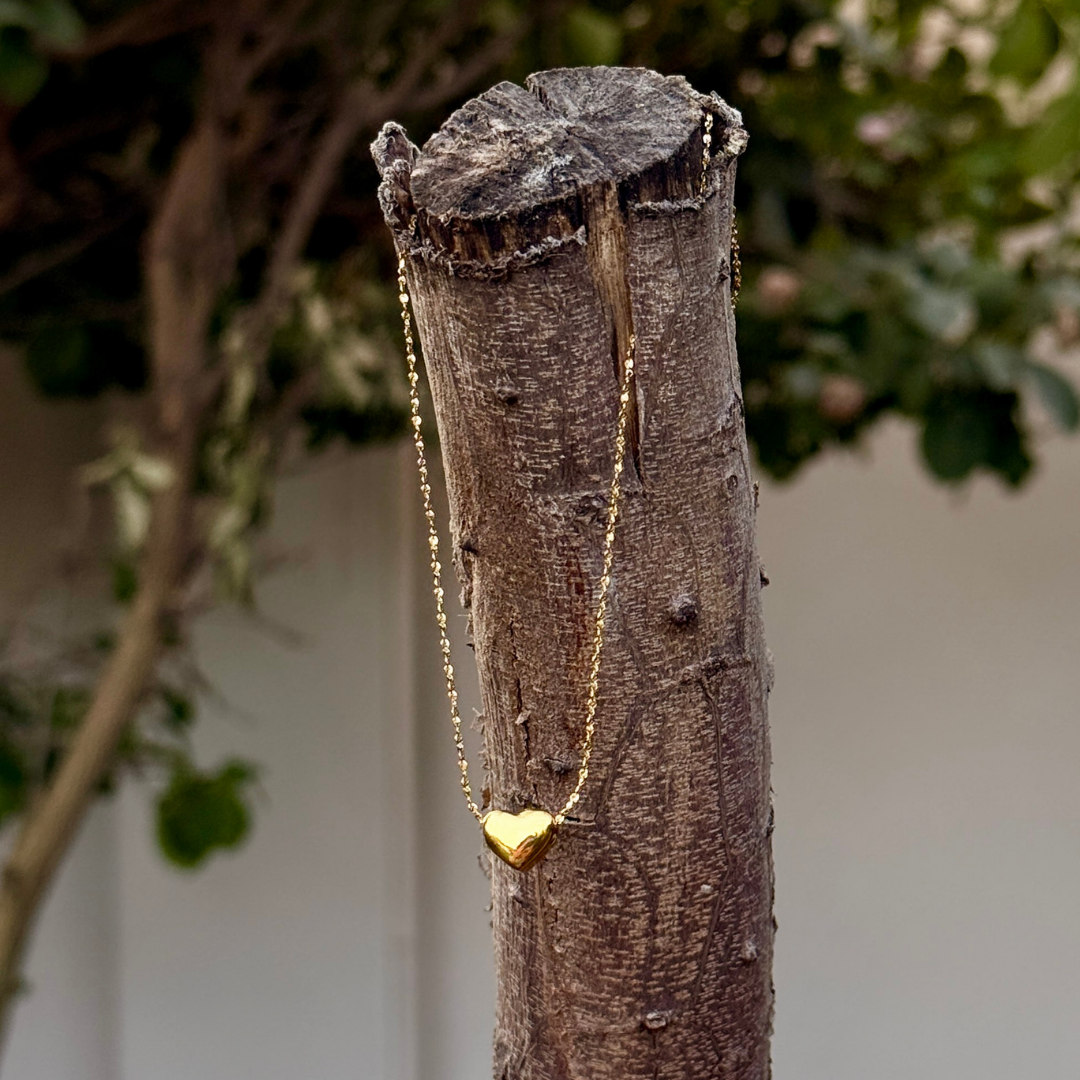 Heart Pendant on Yellow Gold Chain