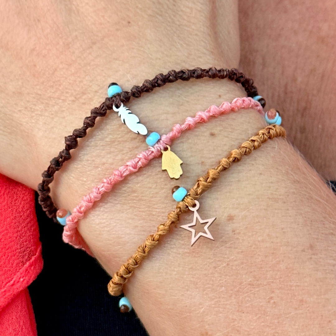 Mixed Charms on Pebbled Cord