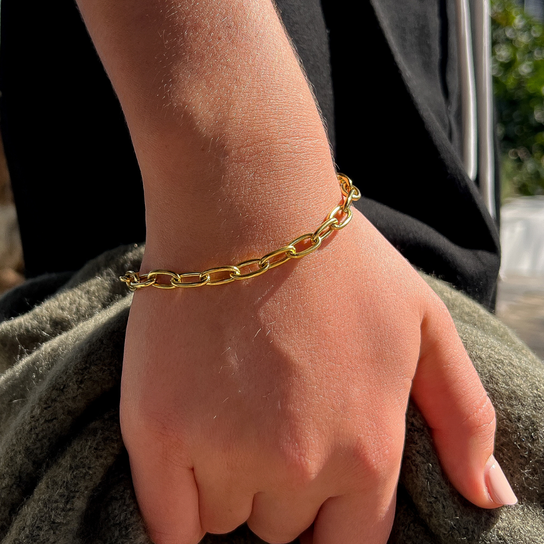 Chunky Link Yellow Gold Bracelet