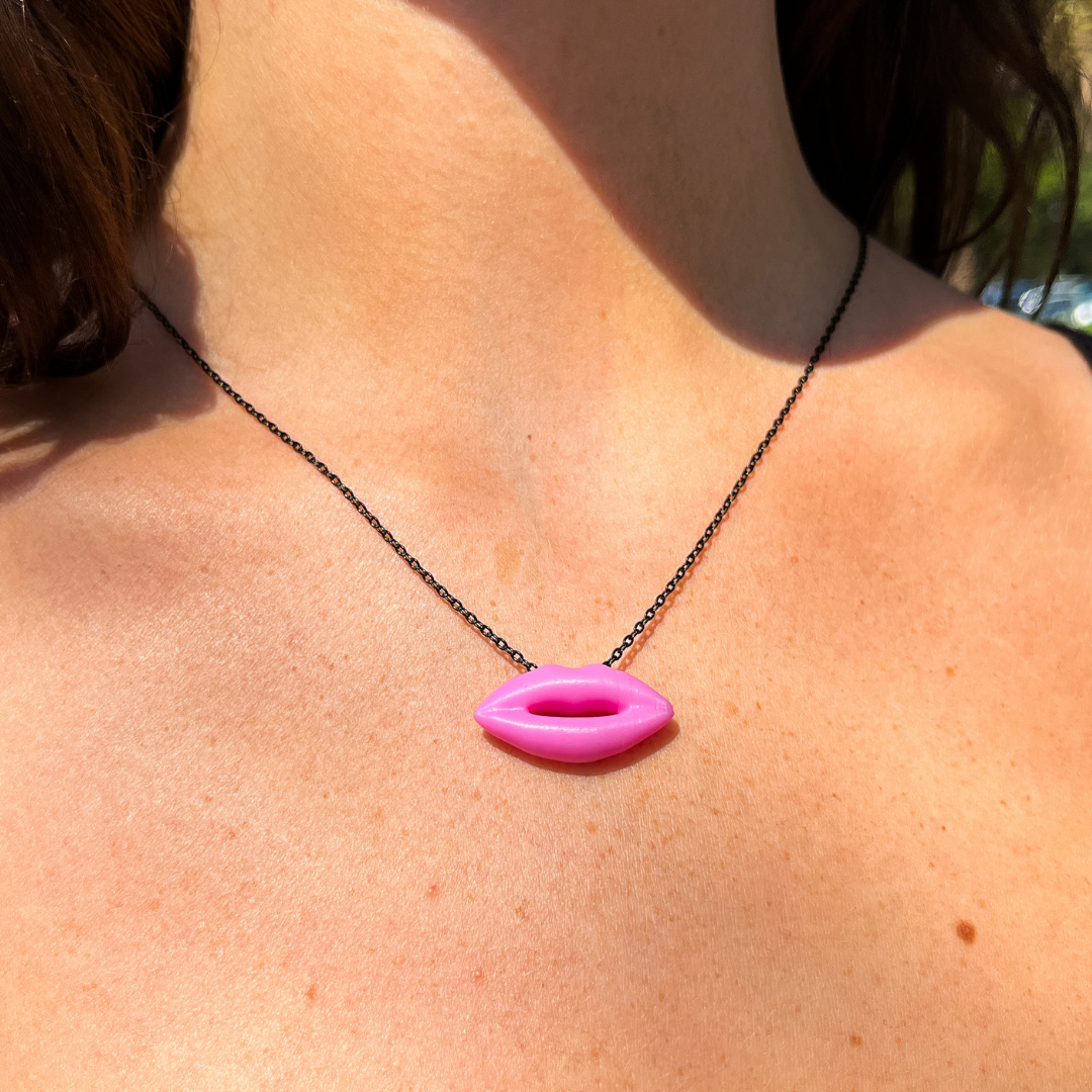 Stylish Lips on Black Chain