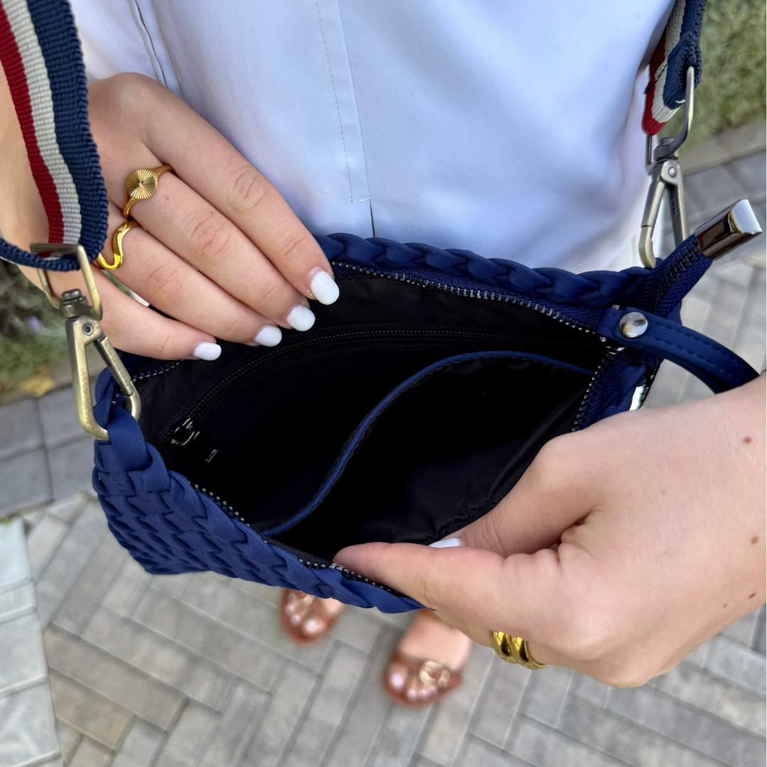Navy Wristlet with Blue Mixed Strap