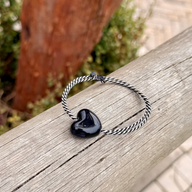 Black Heart on Shiny Coloured Cord