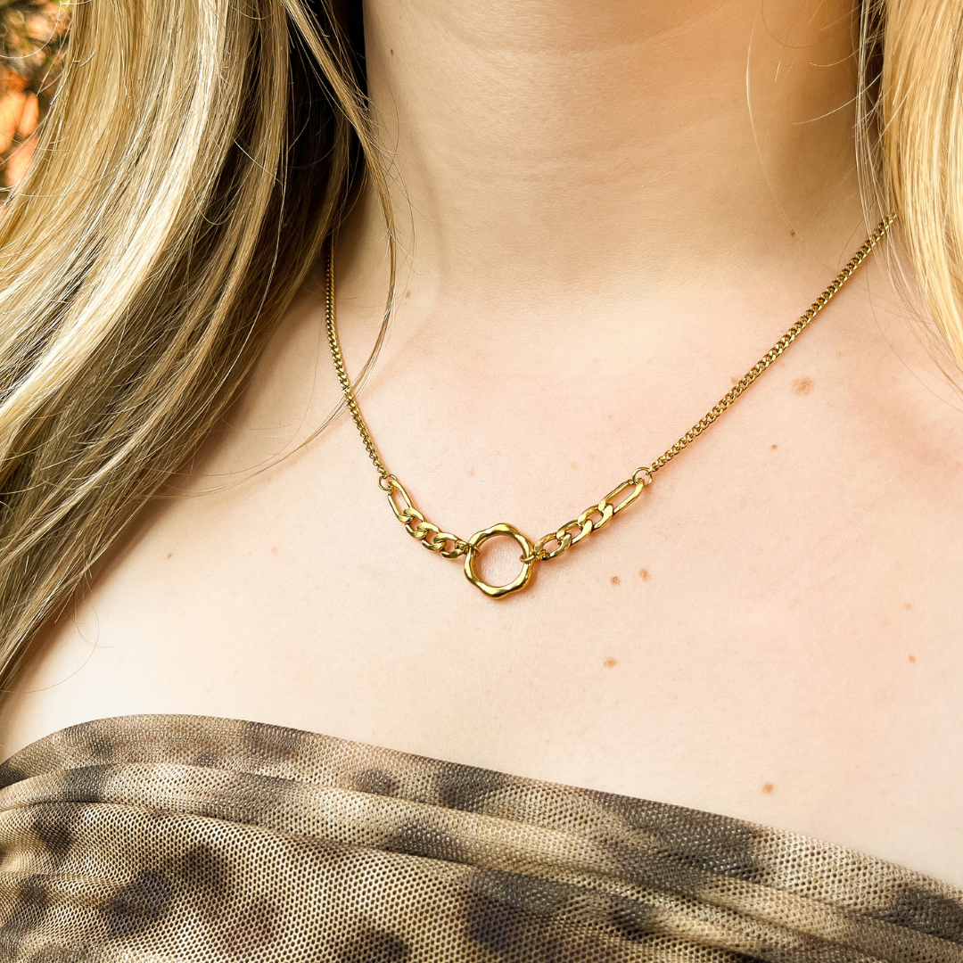 Hollow Circle Links on Yellow Gold Chain