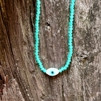 Evil Eye Charm on Turquoise Beads