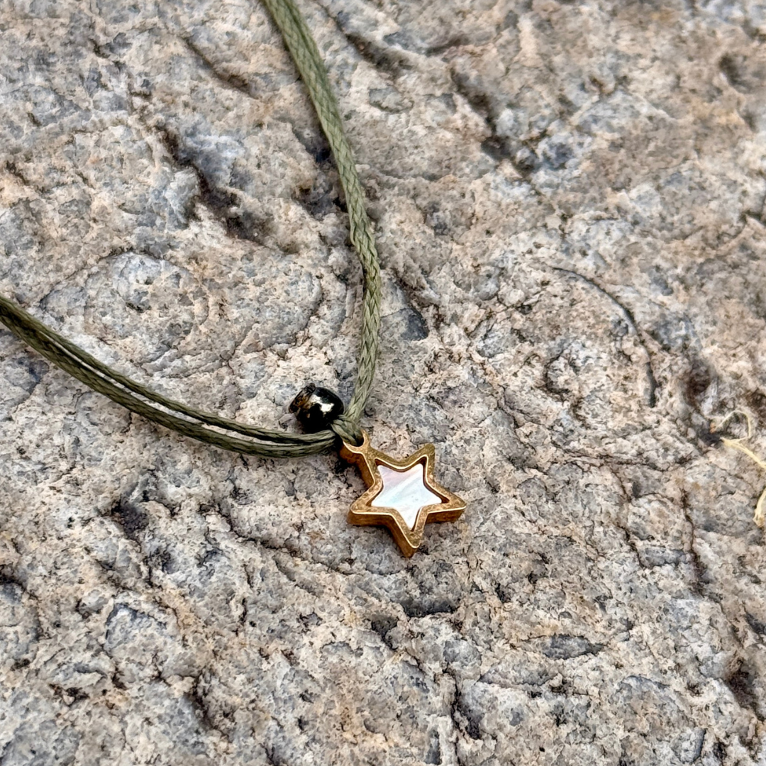 Rose Gold Star on Olive Plain Cord