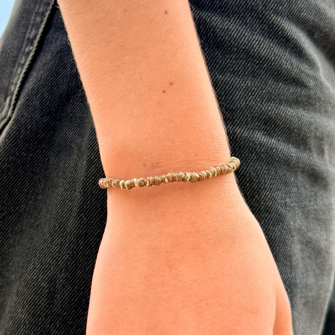 Taupe and Gold Mix Pebbled Cord