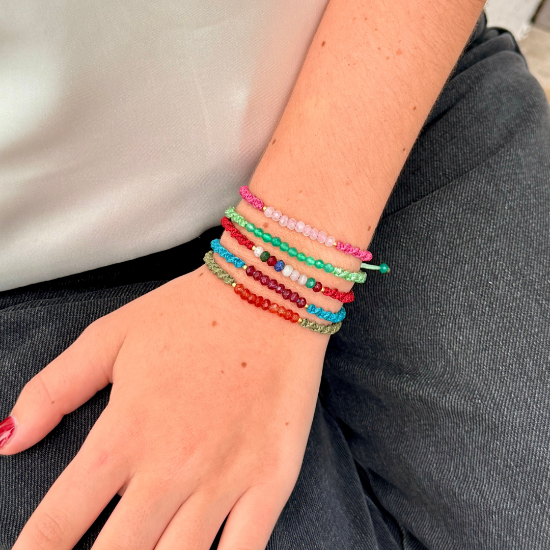 Rainbow Beads on Spiral Cord