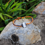Silver Disc on Black and Orange Plain Cord