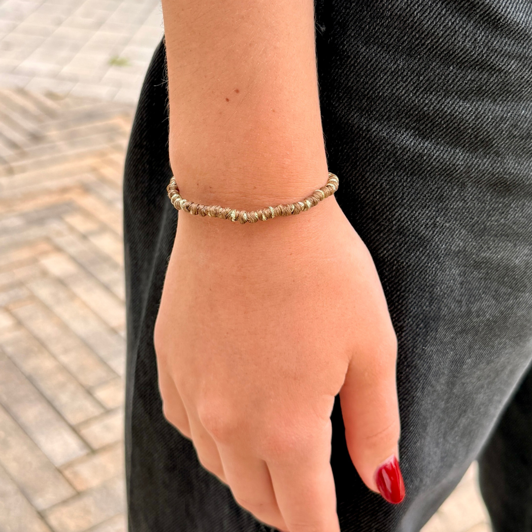 Taupe and Gold Mix Pebbled Cord