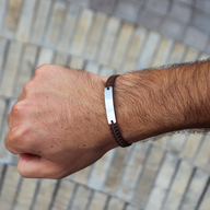 Silver Bar on Brown Box Knot Cord