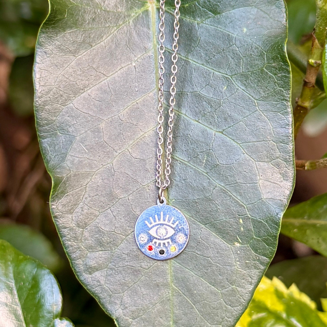 Multi Colour Stone Eye Pendant Necklace