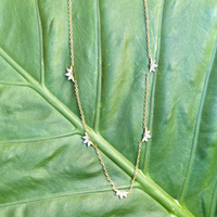 Delicate Leaf Rhinestone Charm Necklace